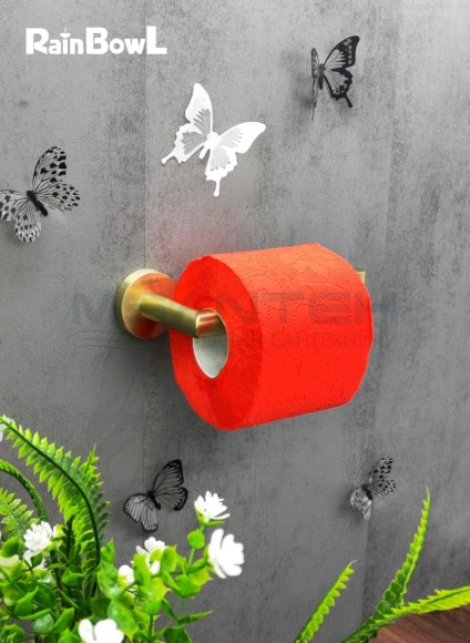 Бумагодержатель Rainbowl 2241-1G LONG для ванной без крышки настенный золото матовый