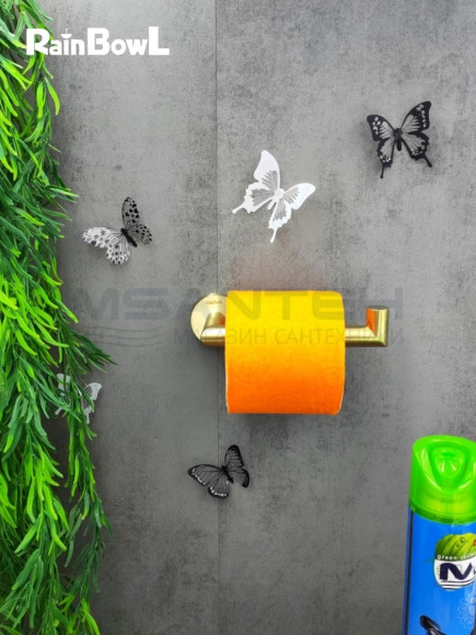 Бумагодержатель Rainbowl 2241-1G LONG для ванной без крышки настенный золото матовый