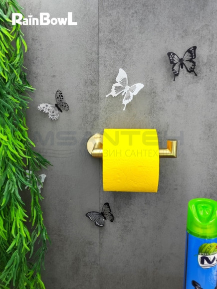 Бумагодержатель Rainbowl 2241-1G LONG для ванной без крышки настенный золото матовый