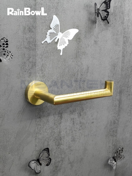 Бумагодержатель Rainbowl 2241-1G LONG для ванной без крышки настенный золото матовый