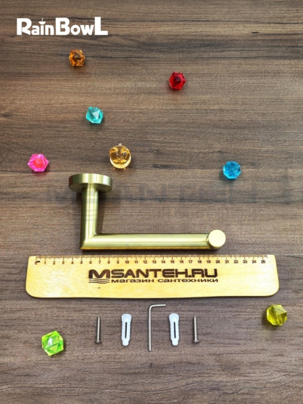 Бумагодержатель Rainbowl 2241-1G LONG для ванной без крышки настенный золото матовый