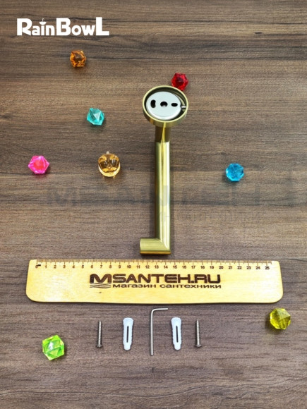 Бумагодержатель Rainbowl 2241-1G LONG для ванной без крышки настенный золото матовый