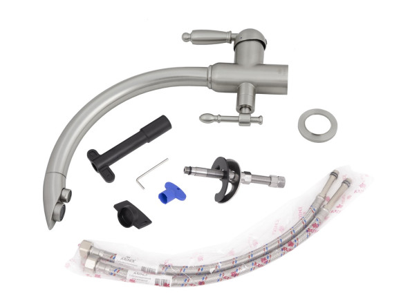 Смеситель KAISER 31244-2 Vincent для кухни, с краном для питьевой воды, серебро