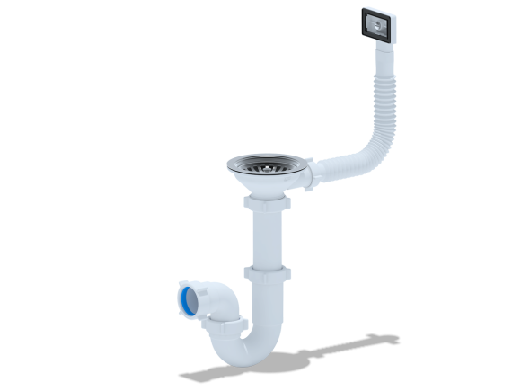 Сифон АНИ Пласт F5345S 3 1/2"*40 смещ. с отводом гибким и прямоуг. переливом