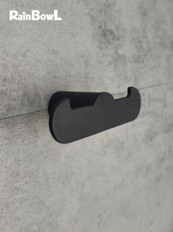 Крючок Rainbowl HOME для ванной 1128-2BP двойной чёрный матовый