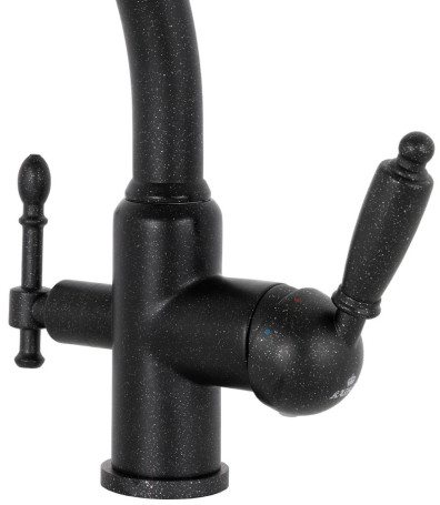 Смеситель KAISER 31244-5 Vincent для кухни, с краном для питьевой воды, черный металлик