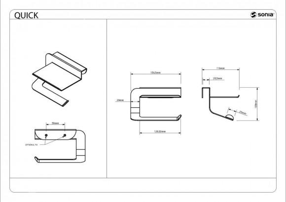 Бумагодержатель Sonia 176953 подвесной с полочкой черный матовый