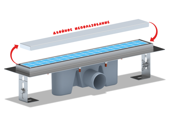 Трап АНИ Пласт TLZ2045 нерж/сталь линейный, вып Ø50 реш. 450мм