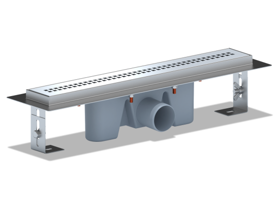 Трап АНИ Пласт TLZ2345G нерж/сталь линейный, вып Ø50 реш. Бриз 450