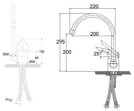 Смеситель KAISER 19044-8/19044-1SBG Athlete для кухни