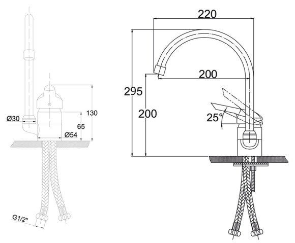 Смеситель KAISER 19044-8/19044-1SBG Athlete для кухни
