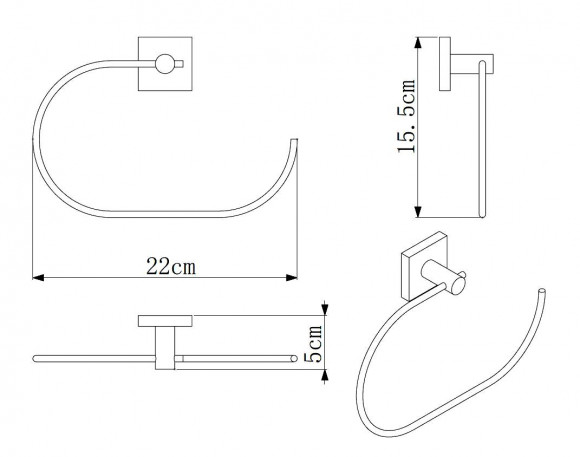 Полотенцедержатель "полукольцо" Rainbowl CUBE (2726-1)