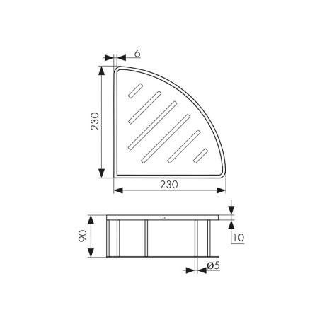 Полка KAISER KH-5220 настенная, угловая, из нержавеющей стали, 230*230*90 мм, хром
