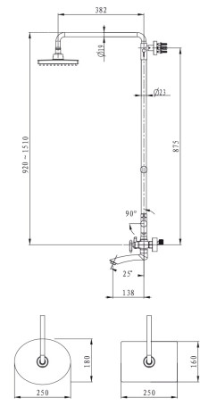 Душевая система KAISER 57288-1 (57288Br) Trio с дивертором 58DR