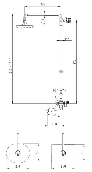 Душевая система KAISER 57288-1 (57288Br) Trio с дивертором 58DR