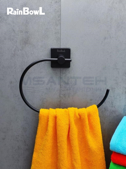 Полотенцедержатель Rainbowl CUBE "Полукольцо" 2726-1BP черный матовый