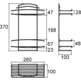 Полка RainBowl FORA 2-этажная стекло прямая на пластинах (L 212)