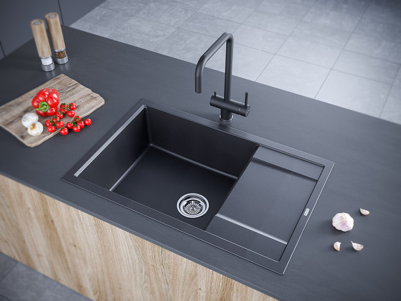 Мойка кварцевая VERLASS PM317850-BL, черный, 780х500, Paulmark