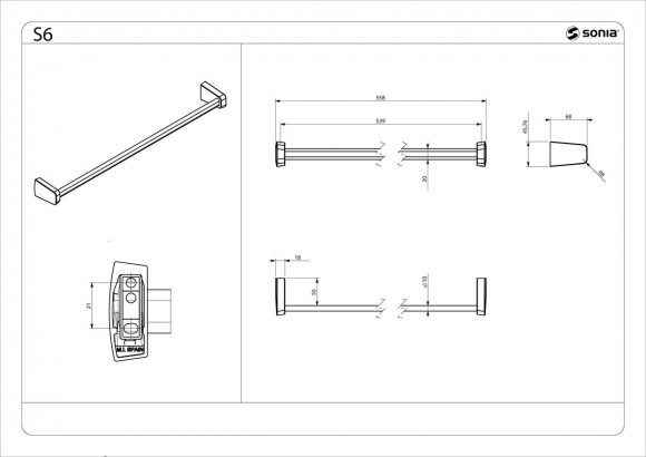 Полотенцедержатель 50 см черный матовый Sonia 166411 Полотенцедержатель 50 см черный матовый Sonia 166411