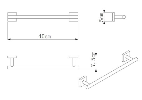 Полотенцедержатель Rainbowl CUBE трубчатый 2756-40 хром 40 см