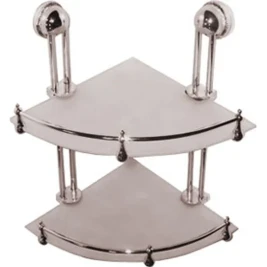 Полка Rainbowl FORA "Волна" 2-этажная стекло угловая с ограничителем (1812)