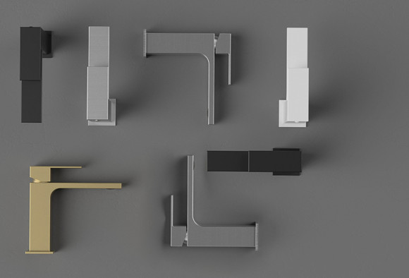 Смеситель KAISER 01211-4 Cube для раковины, латунь, белый матовый