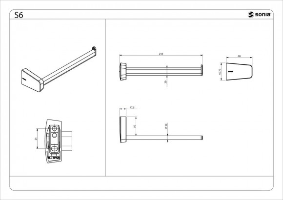 Полотенцедержатель открытый 20 см черный матовый Sonia 166428