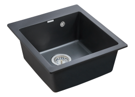 Мойка кварцевая ZEMAR, PM104651-BLM, черный металлик, 460х510 мм, Paulmark