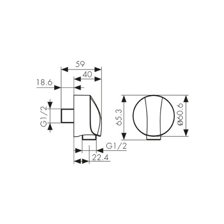 Кронштейн KAISER 0101 настенное подключение душевого шланга, G 1/2, чёрный матовый