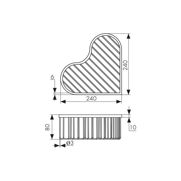 Полка KAISER KH-5242 настенная, угловая, из нержавеющей стали, 240*240*80 мм, чёрная матовая