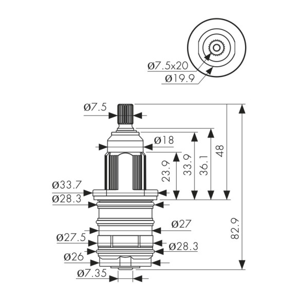 6285 Термостатический картридж для серий 08177 / 08377 / 08677