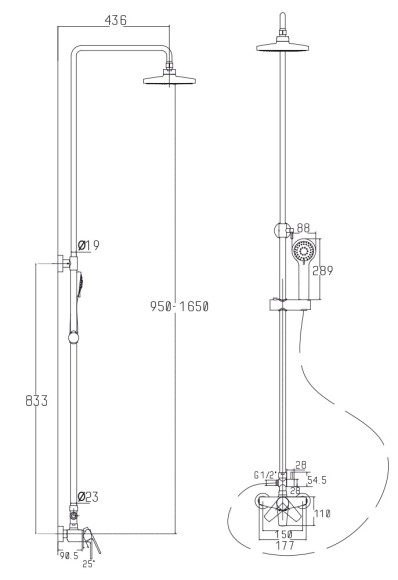 Душевая система KAISER 68182 Guss (58dr)