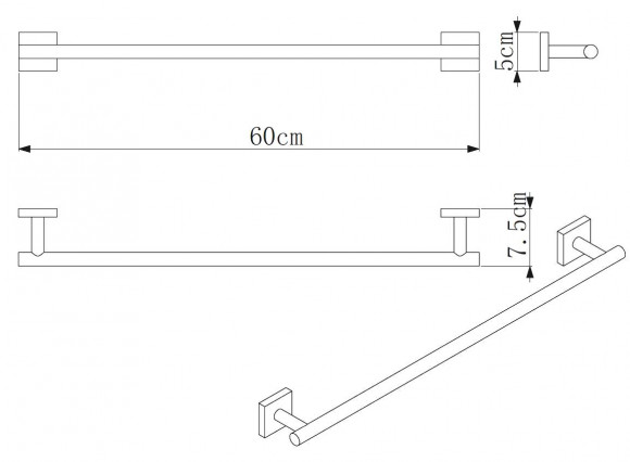 Полотенцедержатель Rainbowl CUBE трубчатый 2756-60 хром 60 см