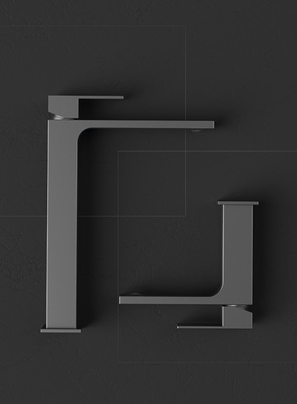 Смеситель KAISER 01311-15 Cube для раковины, неповоротный, воронёная сталь