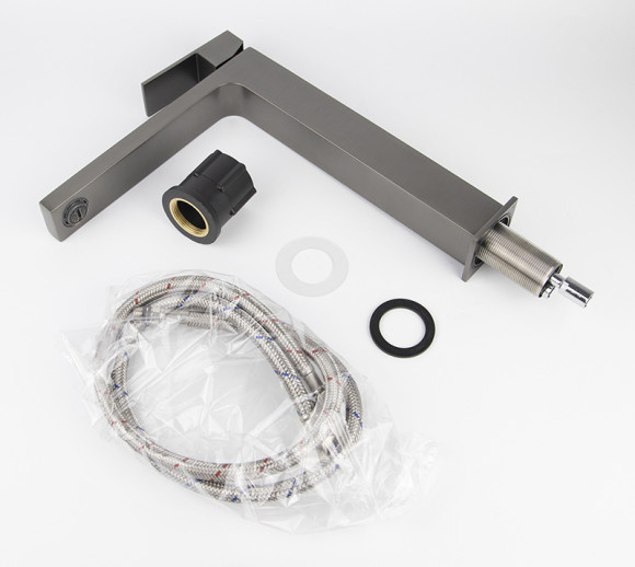 Смеситель KAISER 01311-15 Cube для раковины, неповоротный, воронёная сталь