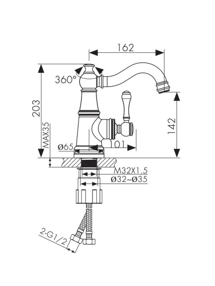 Смеситель KAISER 03011-3 Aria для раковины, золотой Смеситель KAISER 03011-3 Aria для раковины, золотой