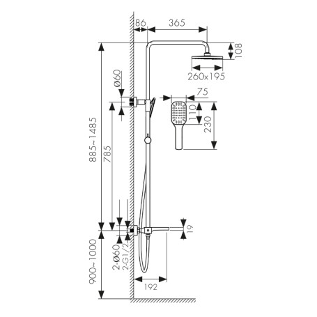 Душевая система KAISER 02182-2 Star с термостатом 6282