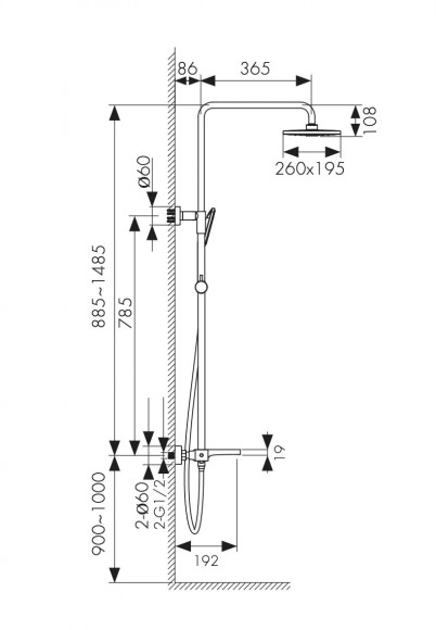Душевая система KAISER 02182-2 Star с термостатом 6282 Душевая система KAISER 02182-2 Star с термостатом 6282