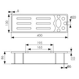 Полка KAISER KH-5260 настенная, прямая, с держателем для зубных щёток, 400х130х86 мм, хром