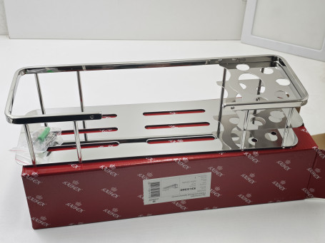 Полка KAISER KH-5260 настенная, прямая, с держателем для зубных щёток, 400х130х86 мм, хром