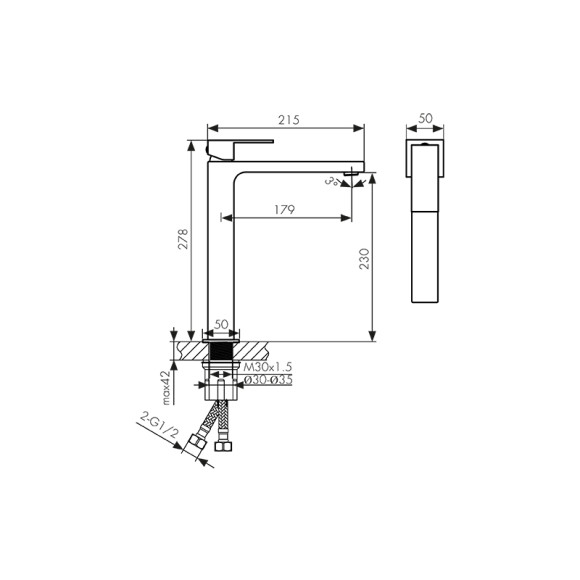 Смеситель KAISER 01311-3 Cube для раковины, неповоротный, шлифованное золото Смеситель KAISER 01311-3 Cube для раковины, неповоротный, шлифованное золото