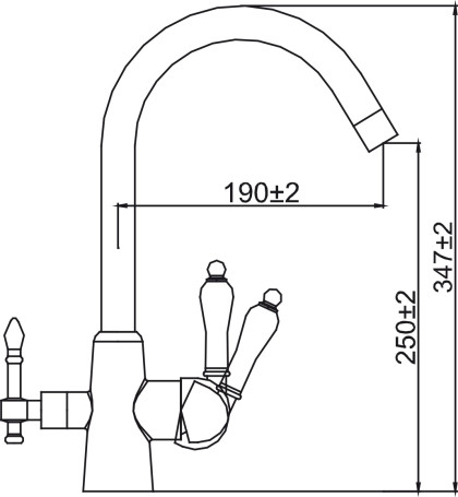 Смеситель KAISER 31744-3 Vincent для кухни, с краном для питьевой воды, бронзовый