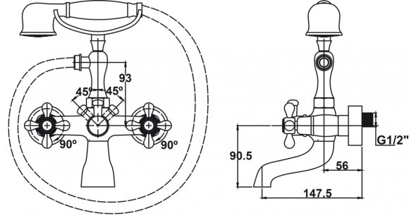 Смеситель KAISER 44223-1/44222 Carlson Style для ванны