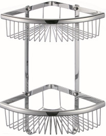 Полка VIKO V-772 настенная угловая, 2 яруса с крючками 230*230*395, хром