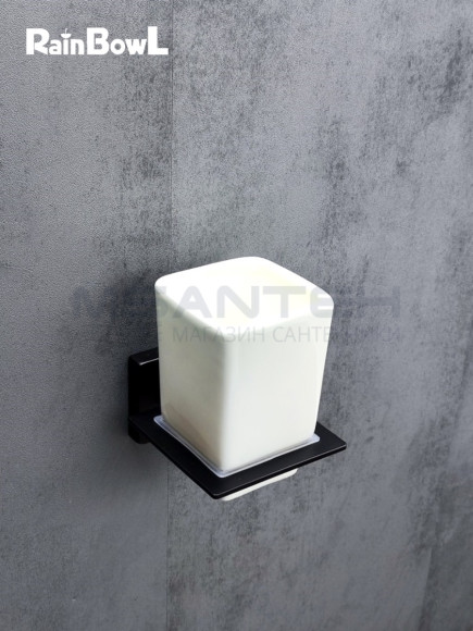 Стакан Rainbowl CUBE к стене квадратный (2784-7BP) керамика черный матовый