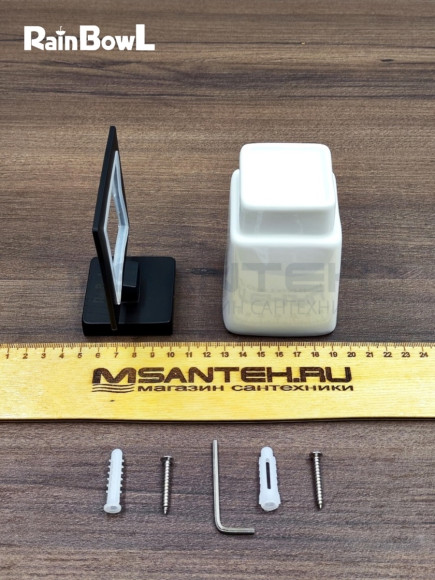 Стакан Rainbowl CUBE к стене квадратный (2784-7BP) керамика черный матовый