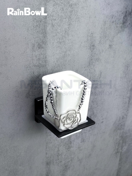 Стакан Rainbowl CUBE к стене квадратный (2784-7BP) керамика черный матовый