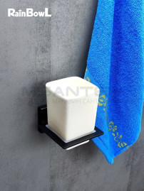 Стакан Rainbowl CUBE к стене квадратный (2784-7BP) керамика черный матовый