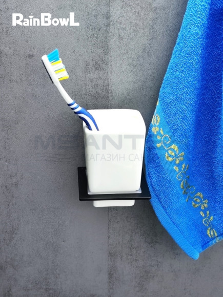 Стакан Rainbowl CUBE к стене квадратный (2784-7BP) керамика черный матовый