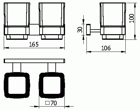 Стакан Langberger стеклянный двойной к стене квадратный 11919A